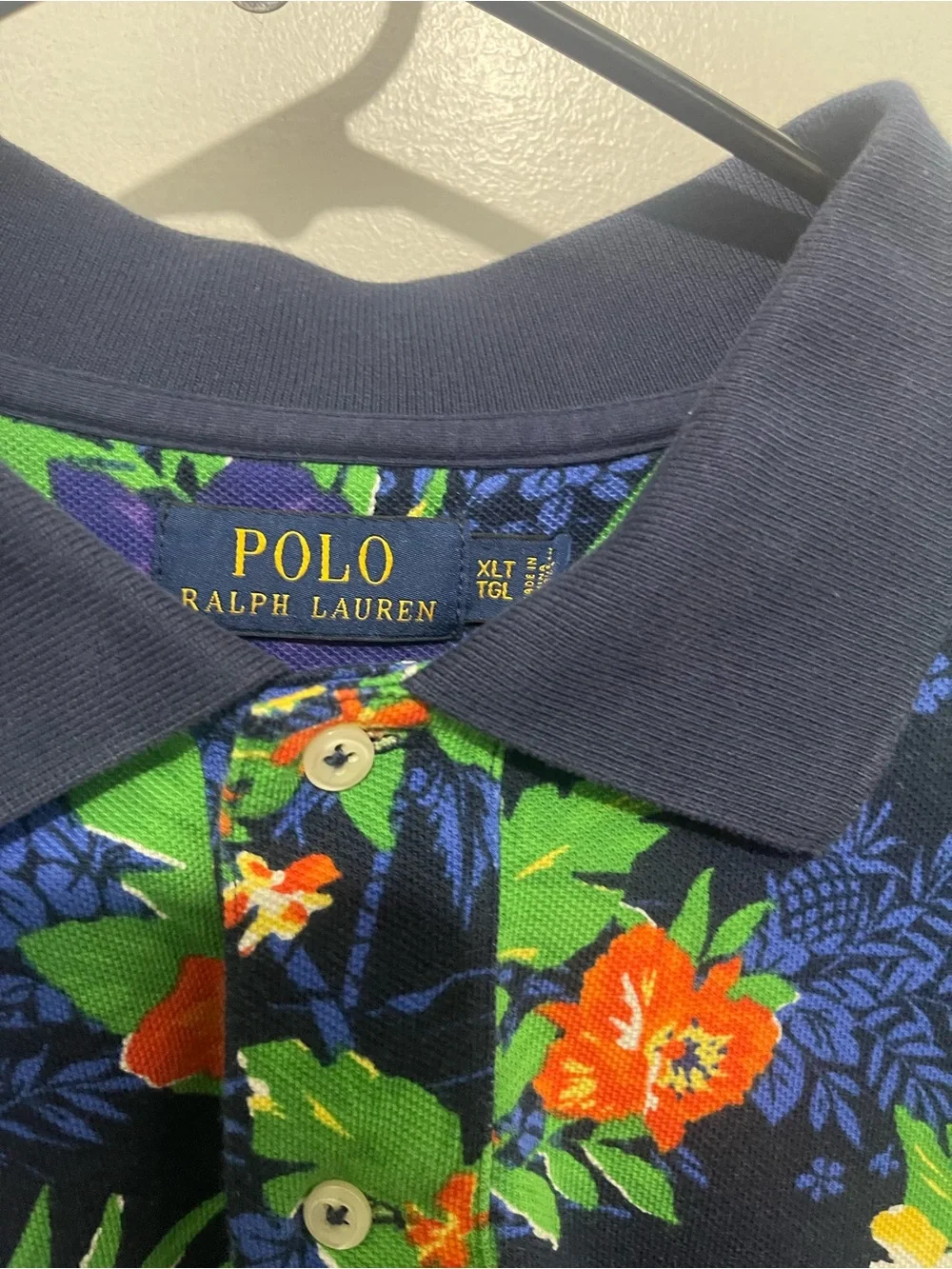 Polo Ralph Lauren Hawaiian Polo Shirt Blue Men's XL-Tall Aloha Floral Colorful